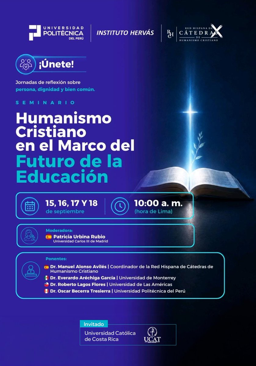 humanismocrist's tweet photo. Jornadas de reflexión sobre persona, dignidad y bien común: "Humanismo Cristiano en el Marco del Futuro de la Educación".

📆 ¿Cuándo? Del 15 al 18 de septiembre https://t.co/qrOz5NoHKb