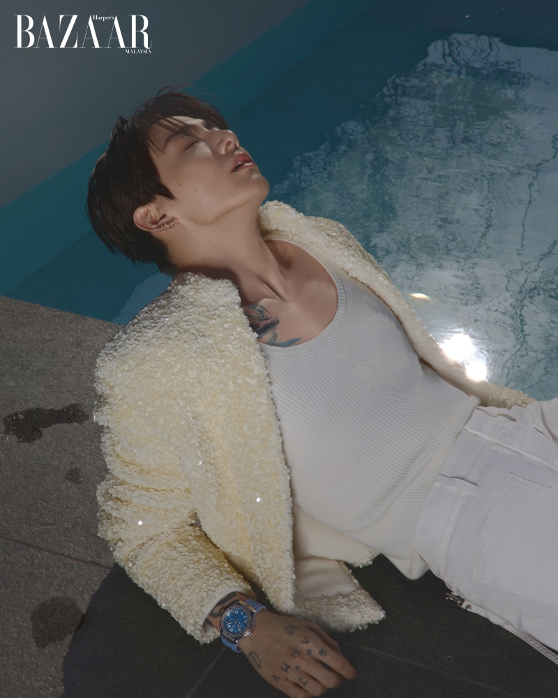WORLDMUSICAWARD's tweet photo. #Jungkook gives Harper’s Bazaar Malaysia a glimpse into his extraordinary life, and how excited he is about touring again with BTS in new cover story!  👏🕺🏻🎤📰HB🇲🇾✨🔥👑🖤💜     
📸 YOON JIYONG  
HB Malaysia: It’s your first world tour in about four years. How does it feel?"
🐰: It had been such a long time since our last concert, and we prepared for it with great care, so I didn’t feel any special nervousness or worry. But it did feel like I briefly stepped into another world. Right now, I’m excited just thinking about travelling on tour and meeting ARMYs all over the world. I definitely feel most like myself when I’m dancing and singing on stage, while hearing the audience’s cheers. When my throat hurts and I’m drenched in sweat and everything’s chaotic, strangely, that’s when I feel most alive.

Read More 🔗 https://t.co/LDquRoLb6p   

JUNGKOOK FOR HUBLOT   
HUBLOT  GLOBAL AMBASSADOR JUNGKOOK    #JUNGKOOKxHUBLOT 
#JUNGKOOKForHUBLOT
@BTS_twt
#Hublot @Hublot
@Harpersbazaar