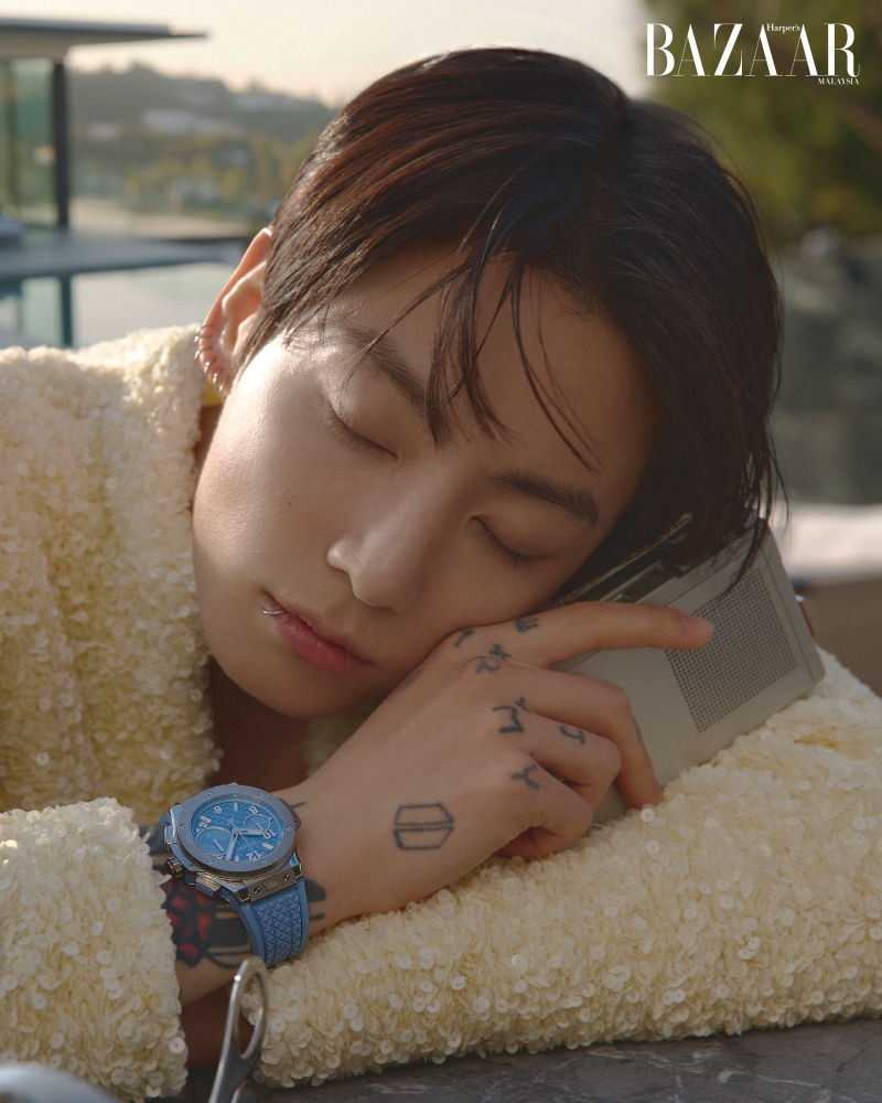 WORLDMUSICAWARD's tweet photo. #Jungkook gives Harper’s Bazaar Malaysia a glimpse into his extraordinary life, and how excited he is about touring again with BTS in new cover story!  👏🕺🏻🎤📰HB🇲🇾✨🔥👑🖤💜     
📸 YOON JIYONG  
HB Malaysia: It’s your first world tour in about four years. How does it feel?"
🐰: It had been such a long time since our last concert, and we prepared for it with great care, so I didn’t feel any special nervousness or worry. But it did feel like I briefly stepped into another world. Right now, I’m excited just thinking about travelling on tour and meeting ARMYs all over the world. I definitely feel most like myself when I’m dancing and singing on stage, while hearing the audience’s cheers. When my throat hurts and I’m drenched in sweat and everything’s chaotic, strangely, that’s when I feel most alive.

Read More 🔗 https://t.co/LDquRoLb6p   

JUNGKOOK FOR HUBLOT   
HUBLOT  GLOBAL AMBASSADOR JUNGKOOK    #JUNGKOOKxHUBLOT 
#JUNGKOOKForHUBLOT
@BTS_twt
#Hublot @Hublot
@Harpersbazaar