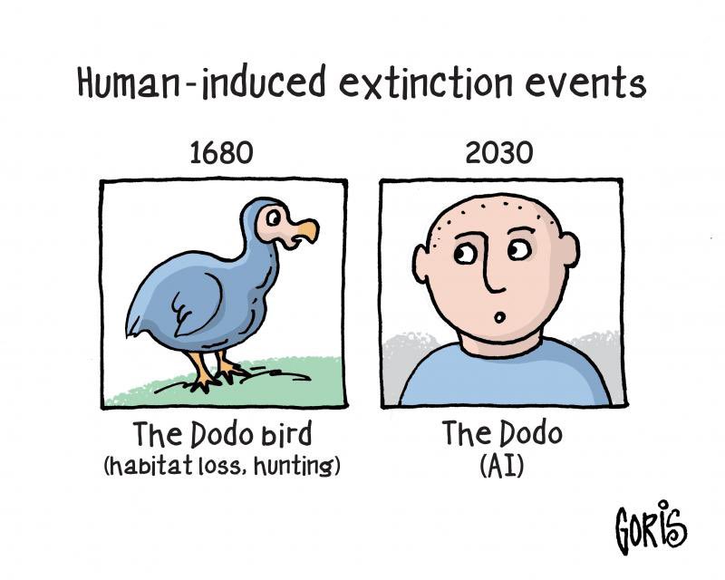 Zero_Math's tweet photo. Humans’ Days Numbered

Anthropic’s forecast:
ET will find a dead planet
in four short years’ time.

Art by Dennis Goris #AI #prediction #human #extinction #dodo #Mauritius #doom #odds #haiku #poetry https://t.co/nnciqiivXN