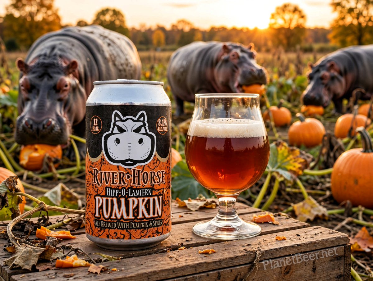 PLANETBEER1's tweet photo. Beer Of The Day! 🎃🦛....... River Horse Hipp-O-Lantern Imperial Pumpkin Ale  #CraftBeer #pumpkinale @RiverHorseBrew 

River Horse Hipp-O-Lantern is a fall seasonal imperial pumpkin ale from New Jersey’s River Horse Brewing Co. (8.1% ABV, 16 IBU).

It’s built for balance rather than pumpkin-pie overload: real pumpkin puree plus blackstrap molasses, with whole spices (cinnamon sticks, clove, nutmeg, fresh ginger, vanilla beans) crushed the day of the brew so nothing dominates.

Expect a copper/caramel-brown pour, warm spice-and-pumpkin aroma, malt sweetness with molasses depth, and a drinkable body that hides the ABV better than most 8% seasonals. Untappd sits around 3.68; BeerAdvocate around 3.76. Typical late-summer/early-fall release with the brewery’s signature hippo-as-jack-o’-lantern branding.