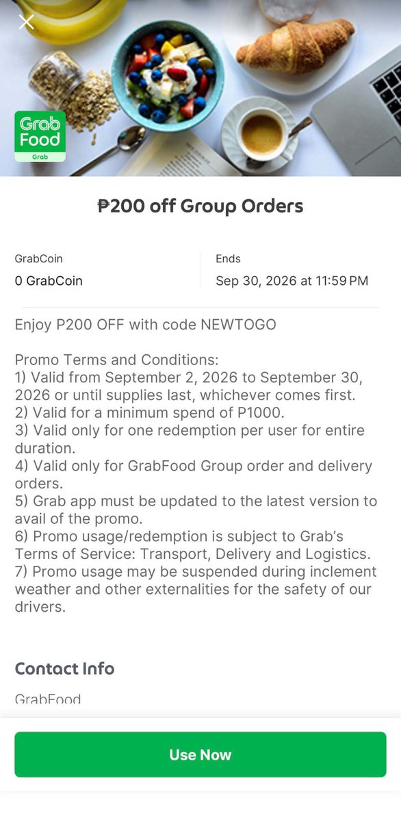 prenslowe's tweet photo. Quick share lang 👀 If hindi ka pa nakapag-host ng Grab Group Order before, may ₱200 OFF using NEWTOGO. Just get 3 or more members to join and reach ₱1,000. https://t.co/llaVcovJmY