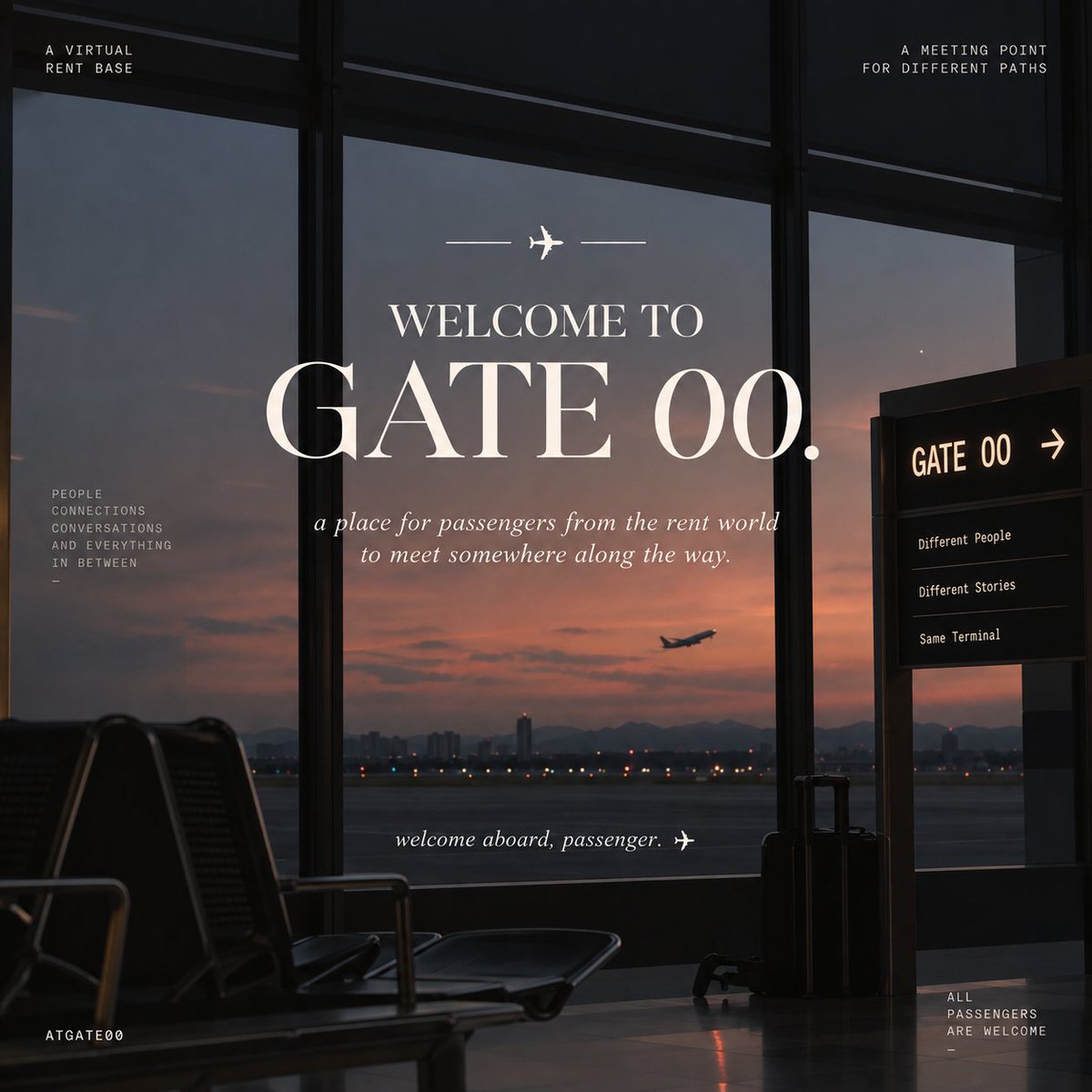 atgate00's tweet photo. ️️
️️️
YOU'VE ARRIVED AT GATE 00.

a virtual rent base for people to meet, connect, exchange, and find their way through the rent world together.
wherever you're headed, whoever you're looking for, there's room for you here.

welcome aboard, passenger. ✈︎

️️
️️️ https://t.co/khYQ5etbzb
