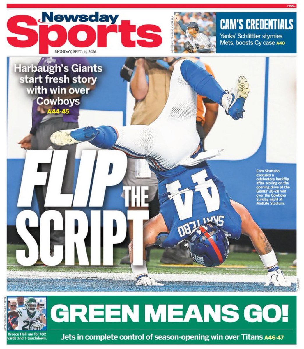 RalphVacchiano's tweet photo. Morning, New York.

The last time the Jets and Giants were both undefeated this late in the season was 2009 — 17 long years ago.

Enjoy it while it lasts! https://t.co/BKawyFccBI