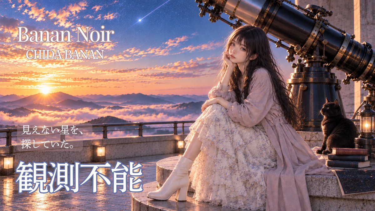 oooootowan's tweet photo. 見えない星を、探していた。

新作MV『観測不能』
YouTubeにて公開しました🔭🌙

あなたなら、何を信じる？

① 望遠鏡に映るもの
② 自分の目に見えたもの
③ 大切な人が残した記憶

CHIDA BANAN『観測不能』

#観測不能 #CHIDABANAN #BananNoir https://t.co/tyopC3hXli