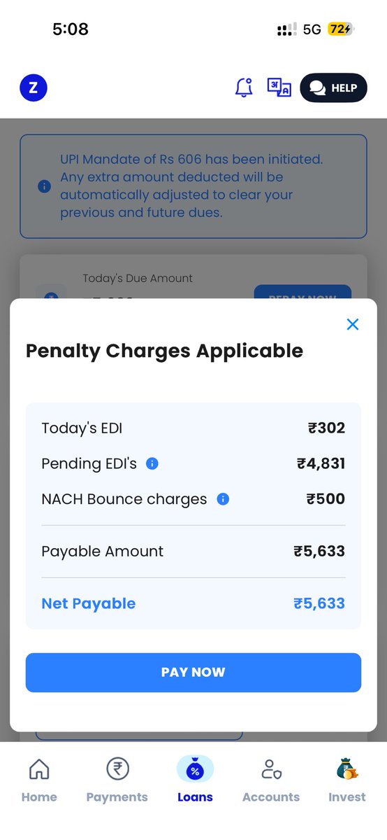 ipranavofficial's tweet photo. I have a loan with bharatpe first they charge very high interest rate now they add nach charge worth 500 on the due amount of 300 what this nonsense @bharatpeindia @RBI https://t.co/P6OWlxdkQX