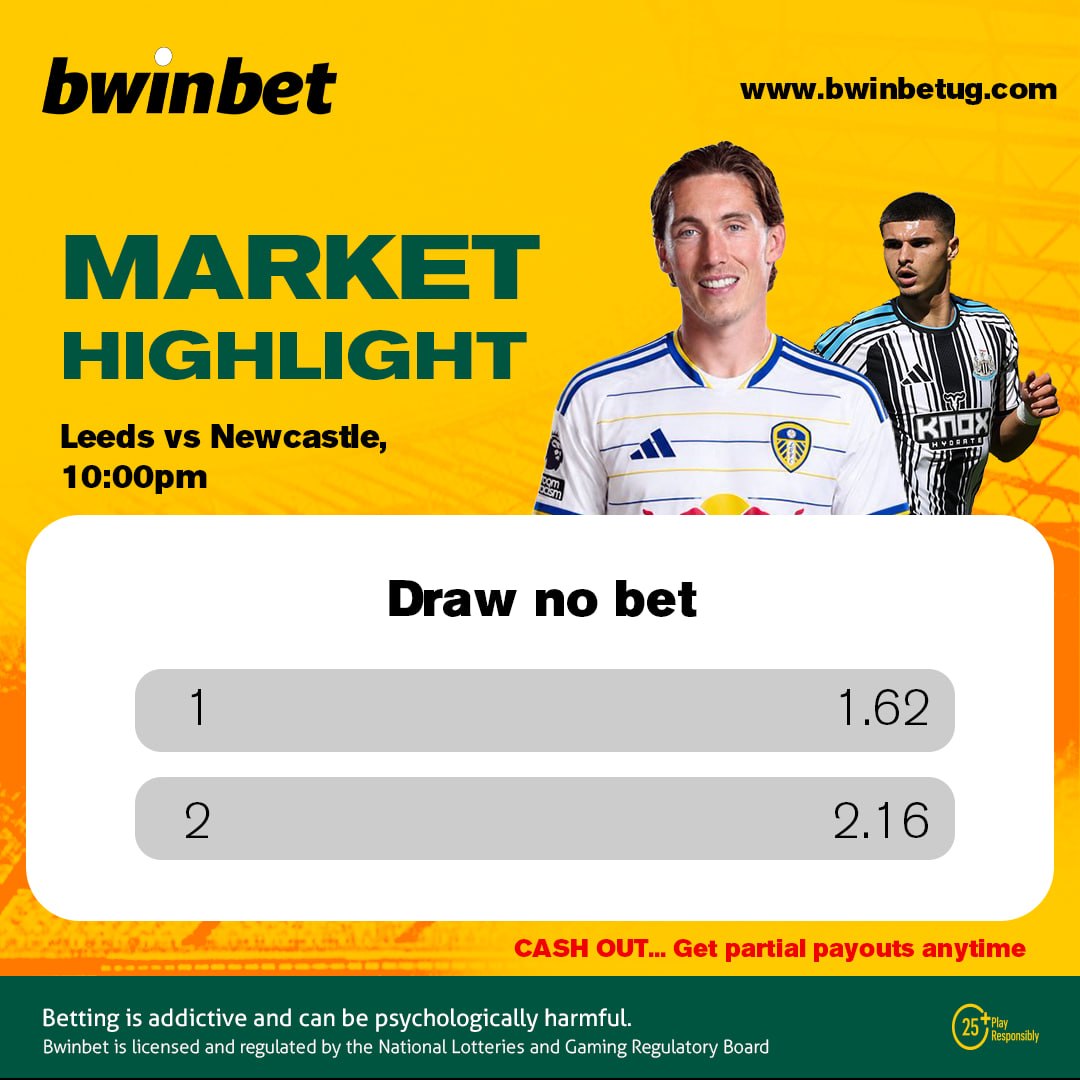 bwinbet_Ug's tweet photo. ⚽🔥 MARKET HIGHLIGHT!

Leeds 🆚 Newcastle — 10:00 PM
🎯 Draw No Bet: Leeds 1.62 | Newcastle 2.16

Get your picks in and enjoy Cash Out for partial payouts anytime! 💰

🌐 https://t.co/7LVSuuH6f1
#bwinbet #MarketHighlight #Leeds #Newcastle #PremierLeague #Football #BetResponsibly https://t.co/DjsbkZ9950