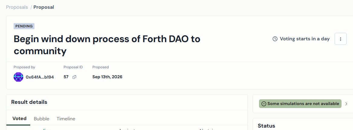 blockful_io's tweet photo. @AmpleforthOrg was the target of a governance attack attempt this past weekend.

An address submitted a proposal requesting a supposed DAO payment of $2.5M to a grantee, the project's entire USDC treasury. The project exists and is discussed on the forum, so it could slip by at first glance.

However, in the last few hours, the proposal that would have executed the attack was canceled.

The address that submitted the proposal was receiving a delegation from another wallet. That wallet held 87K $FORTH, with 70K $FORTH being the minimum required to submit a proposal. Today, the owner of those $FORTH decided to sell their entire position in the governance token.

@AmpleforthOrg governance has a mechanism that allows anyone to cancel a proposal when the submitter holds less than 75K $FORTH. Seventy blocks after the $FORTH sale, an address canceled the proposal that would have stolen the $2.5M in USDC.

In parallel, a proposal to move treasury administration to the Ampleforth team's multisig entered voting. It was submitted one day after the attacker's proposal and will begin being voted on tomorrow.

If approved, Ampleforth would move administration of its treasury (via Timelock) to a 2-of-5 multisig, thereby preventing any $FORTH holder from moving the funds currently held in treasury. 

That would prevent further attacks, but it would also end the utility of $FORTH - using the DAO's money.