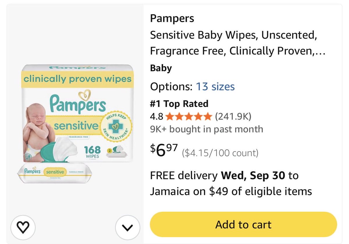 formerwickdgyal's tweet photo. Amazon is offering FREE delivery on Pampers products shipped to Ja. You can buy them ahead of breeding and/breeding someone. https://t.co/SGrTRiDvnK