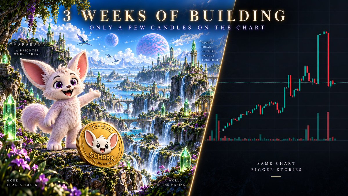 ChabarakaToken's tweet photo. 3 weeks of building.
A few candles on the chart.
In that time, we built much more than a token: a story, a world, characters, an encyclopedia, a website, listings, and community foundations.
The chart only moved a little.
But the project moved a lot.
That’s why we keep going.
What matters more to you: short-term candles or long-term creation?
#CHABARAKA #CHBRK #BNBchain #bsc #Planet #Universe
@flapdotsh