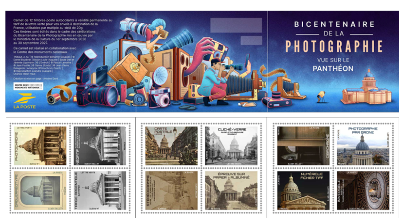 toutsurletimbre's tweet photo. 🆕Le 9 novembre 2026, La Poste émet un carnet de 12 #timbres-poste célébrant le Bicentenaire de la Photographie à travers un monument emblématique du patrimoine français : le Panthéon.
@leCMN @ministerecc @ActuBnF
#patrimoine #monument #photographie #pantheon https://t.co/p1IVswUcVm
