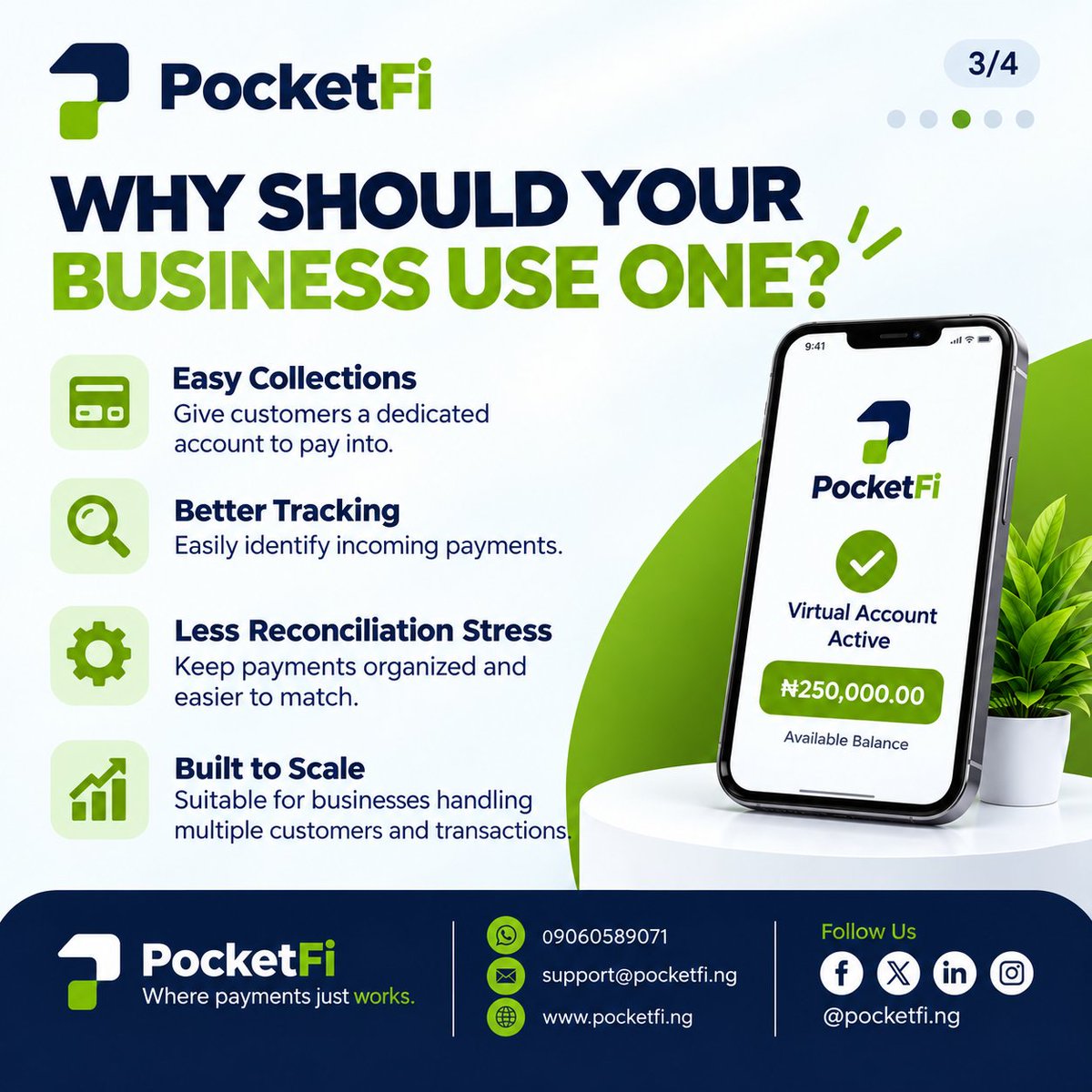 pocketfing's tweet photo. 💳 Make every payment easy to receive and easy to identify!

With PocketFi Virtual Account, your business gets a dedicated account number designed to help you receive and identify payments seamlessly.

#PocketFi #VirtualAccount #BusinessPayments #DigitalPayments #PaymentSolutions https://t.co/NIphCjWEIZ