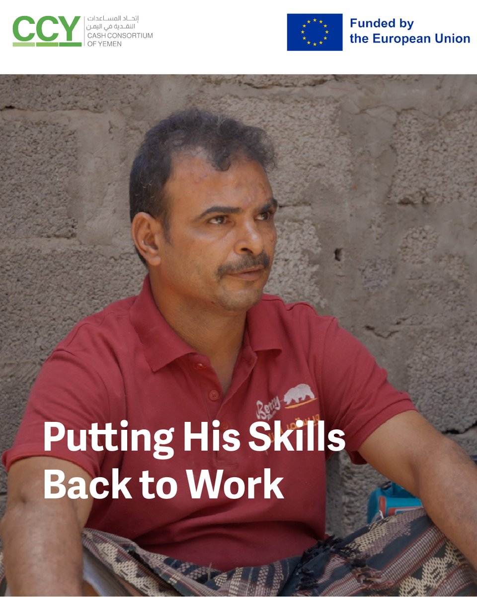 DRC_ngo's tweet photo. Idrees fled Taiz's Jabal Sabir frontline with only the clothes he wore, leaving behind the tools of his trade as an aluminium fabricator. Unconditional cash assistance funded by @eu_echo let him replace them — and cover his medication.
🔗https://t.co/mJgCImHsjt https://t.co/D666giXqG1