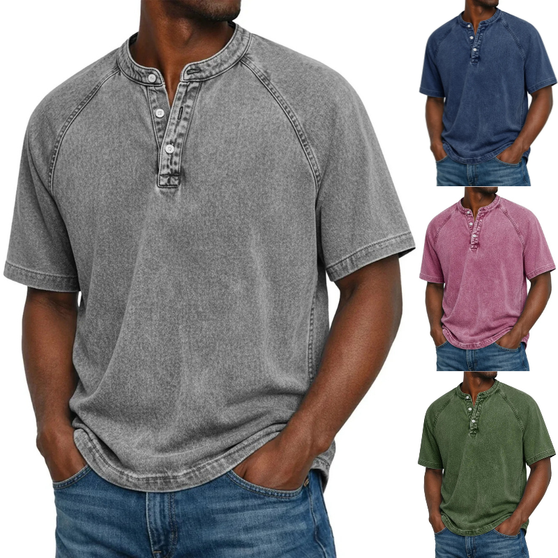 THEComfortstyle's tweet photo. Vintage washed henley shirt – for daily casual &amp; all‑season wear. 
100% Cotton.
🛒https://t.co/Glhd6Xawpc https://t.co/ggxQ5c0QnX
