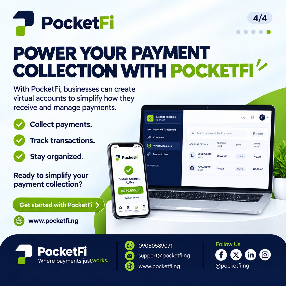 pocketfing's tweet photo. 💳 Make every payment easy to receive and easy to identify!

With PocketFi Virtual Account, your business gets a dedicated account number designed to help you receive and identify payments seamlessly.

#PocketFi #VirtualAccount #BusinessPayments #DigitalPayments #PaymentSolutions https://t.co/NIphCjWEIZ