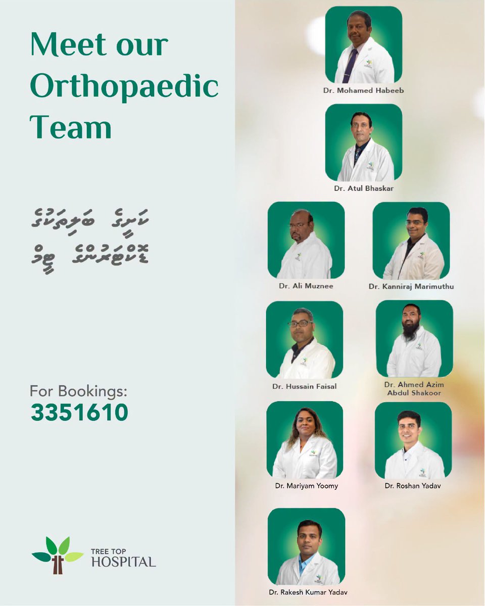 treetophospital's tweet photo. Dr. Kanniraj Marimuthu, (Visiting Consultant Orthopaedic Surgeon)

Dr. Kanniraj will be consulting from Sep 18th to 24th, 2026.

For appointments, please contact +960 3351610 or email care@treetophospital.com

Learn more about Dr. Kanniraj: https://t.co/TQZKYUZ1VO

#TTH https://t.co/VrH3mgWL31