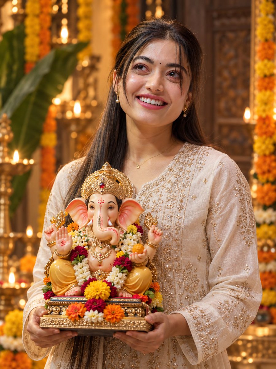 Starkxy2k's tweet photo. Ganesh Chaturthi — the festival of joy, devotion, and new beginnings.❤️😍

Whatsapp Prompt- https://t.co/Fbck4VtKVM

PROMPT - https://t.co/CfCL8aXud0

 #RashmikaMandanna #ChatgptTrend #GanpatiBappa 
#GaneshChaturthi https://t.co/QyZ4qxtwyJ