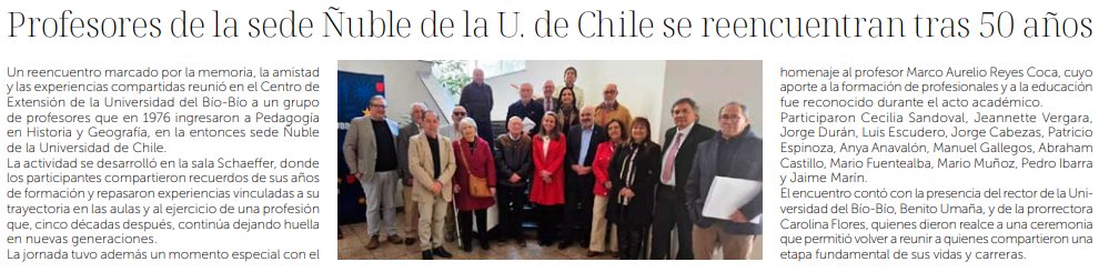 ubiobiochile's tweet photo. #UBBenPrensa Profesores de la sede Ñuble de la U. de Chile se reencuentran tras 50 años
https://t.co/wN37FdGbkU https://t.co/7YIFbFqnZD