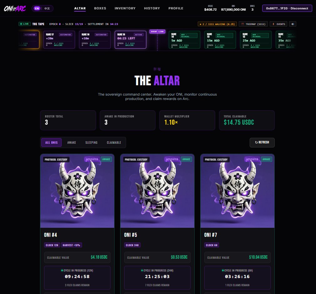 Oni_Arc's tweet photo. We’re building something real for everyone

ONI is not just art

The new ONI Brokers experience is now live → https://t.co/h0aeHEsu7z

For Mainnet, the mint will be through @opensea, giving collectors a familiar and trusted entry point.

Collabs are open

We’re ready for @arc Mainnet on September 16

After weeks of building, testing and improving, we’re getting ready for Mainnet

Our first Testnet beta generated 44,064+ onchain transactions

Thank you to everyone who tested ONI, broke things, gave feedback and stayed with us 🖤

We’re now deploying our final design with a new generation of contracts — more complete, more functional, and built for the next stage of ONI Brokers

We’ve also rebuilt our Testnet experience:

→ Bugs fixed
→ Smoother & more intuitive UX
→ New animations
→ Improved interactions
→ A much more complete ONI Brokers experience

🟢 Have a Testnet ONI? You can experience the protocol in full
⚪ Don’t have one? You can still explore the box-opening experience and see how users interact with ONI Brokers
We’ve also evolved some of the protocol mechanics. Everything will be explained in our Docs soon

Drop your wallet below 👇

Thank you for being here from the beginning

ONI Brokers — September 16