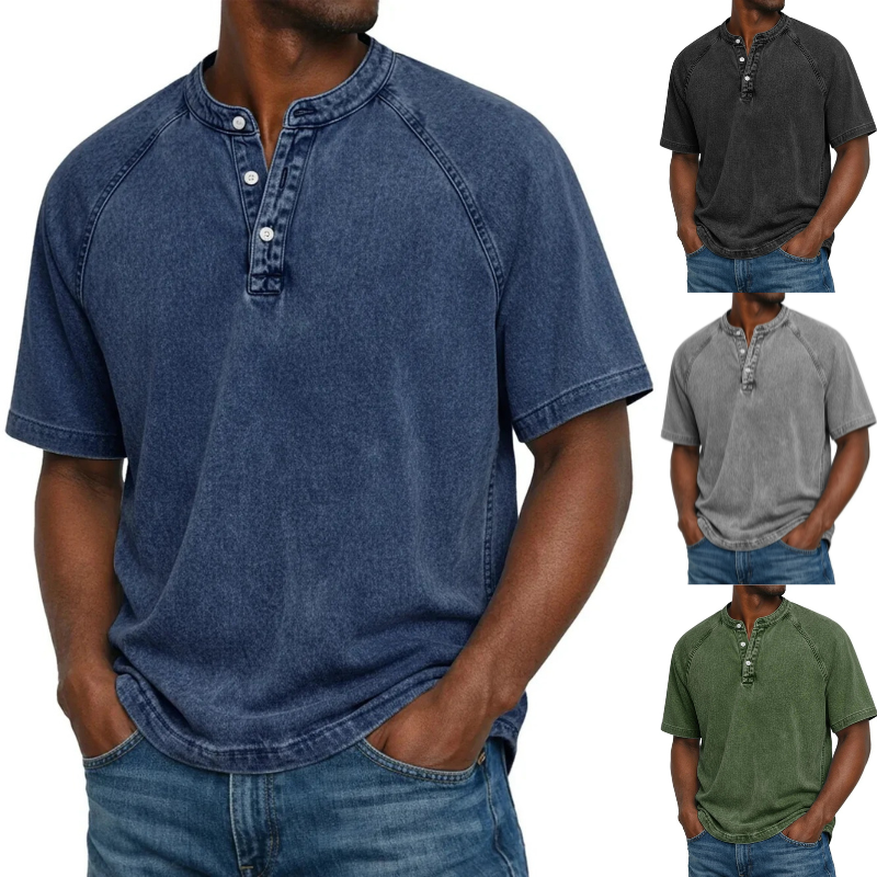 THEComfortstyle's tweet photo. Vintage washed henley shirt – for daily casual &amp; all‑season wear. 
100% Cotton.
🛒https://t.co/Glhd6Xawpc https://t.co/hUZosDceu3