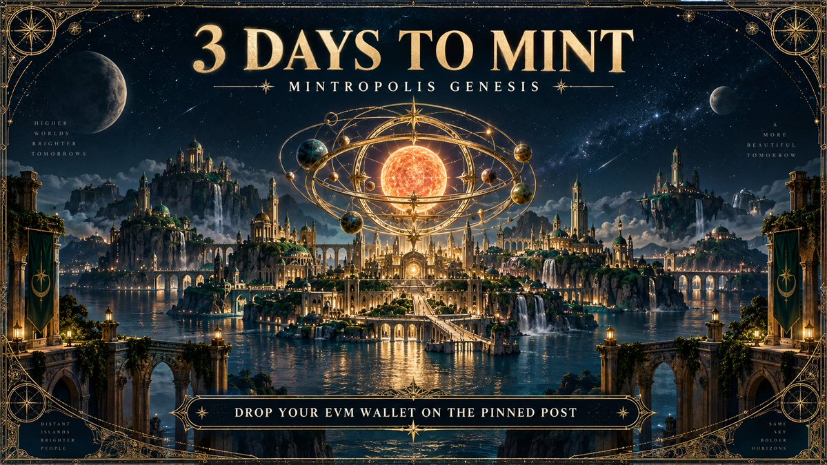 CosmicMetaX's tweet photo. 🧭 3 DAYS TO MINT

Mintropolis Genesis is almost here.

Drop your EVM wallet under the pinned post to join the whitelist. #CCFF00 #HOODSTREET https://t.co/MOh7LDz7JD