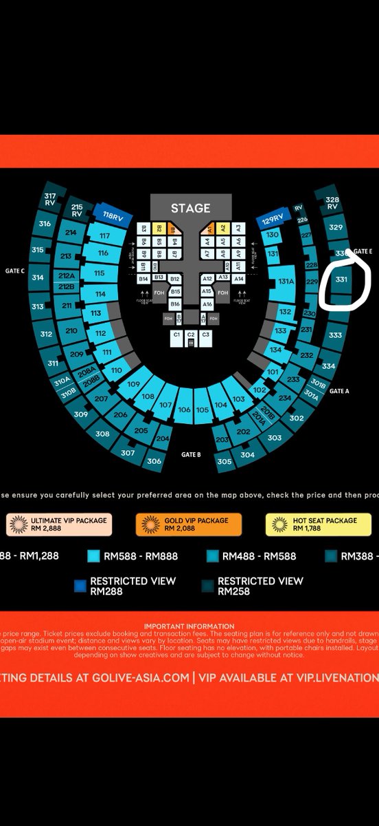 jimnandme's tweet photo. [HELP RT] Helping my friend @JaManIsReal selling her ticket for The Weeknd in KL since she couldnt make it

Price - RM479 each ticket (have 2 side by side)
Section - 331 Row B
Date - 4 Nov 2026

Can be sold separately or in pair, pls dm if interested! E-tickets will be provided two weeks prior concert or you can meetup with me on dday 🧡

#THEWEEKNDinKL