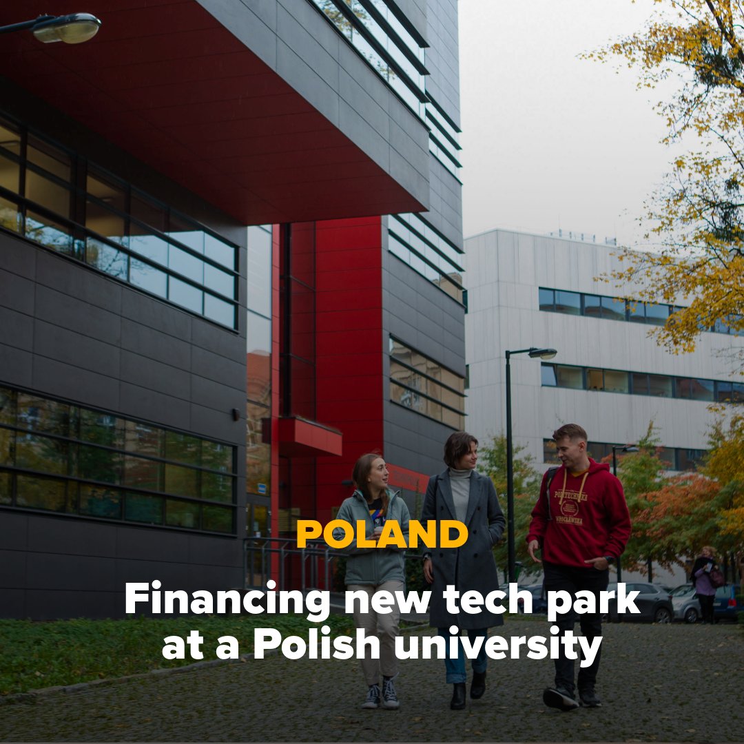EIB's tweet photo. We're backing a top Polish technical university  @PWr_Wroclaw with up to 140 million euros to build a new, state-of-the-art research, education &amp; innovation centre.
This the 6th #TechEU agreement in 🇵🇱 as we keep on driving 🇪🇺 economic competitiveness.

👉https://t.co/EStAt3f6ud https://t.co/NhvX8UaKMW