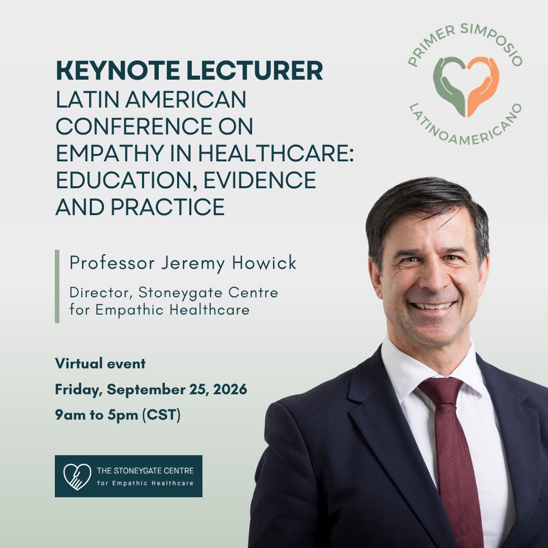 Empathy_Centre's tweet photo. Our director Professor Jeremy Howick will give a keynote lecture at the Latin American Conference on Empathy in Healthcare: Education, evidence and practice as part of our efforts to improve outcomes for patients and help healthcare professionals cope with pressures at work.

1/3 https://t.co/BxltT8qEZj