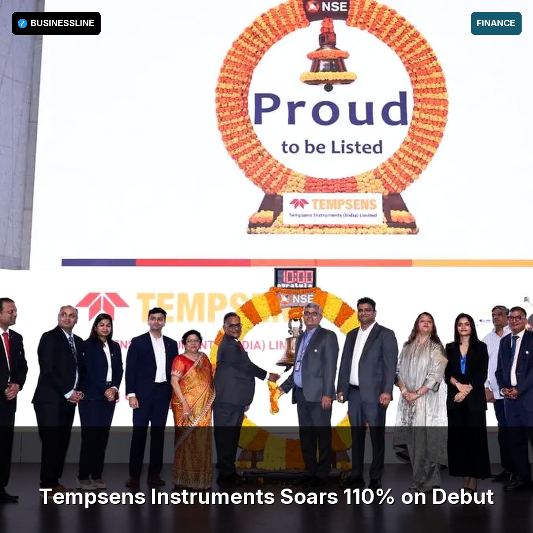 JeffereySh7h's tweet photo. Tempsens Instruments Soars 110% on Debut
Tempsens Instruments' IPO debut marks the biggest listing gain of 2026 on Indian exchanges. Source: BusinessLine https://t.co/gpEq5jj5oP