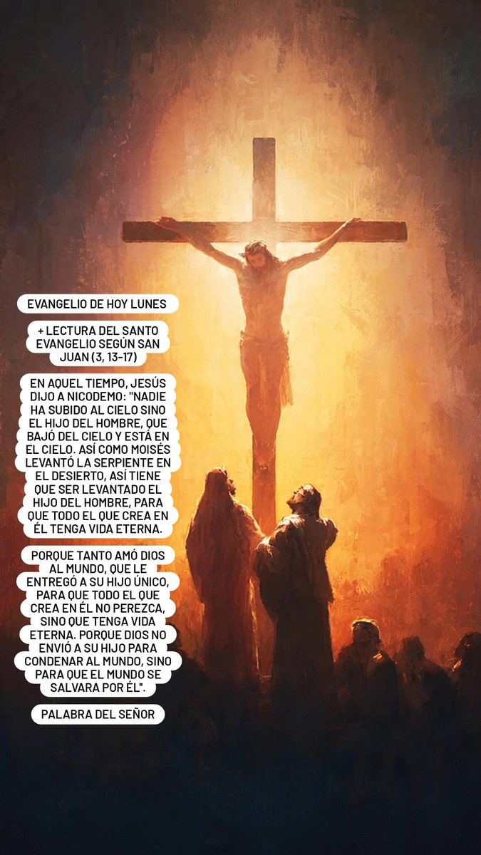 sazs0510's tweet photo. 📖Jn 3, 13-17

Dios no envió a su Hijo para condenar. 
Lo envió para salvar.

"Tanto amó Dios al mundo"

La Cruz = Vida eterna ✝️

#EvangelioDeHoy https://t.co/t0cdELIydN