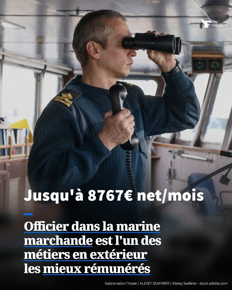 Le_Figaro's tweet photo. Officier dans la marine marchande est l'un des métiers en extérieur les mieux rémunérés. →https://t.co/XRhJDdSkzC https://t.co/SS1DWA9ip5