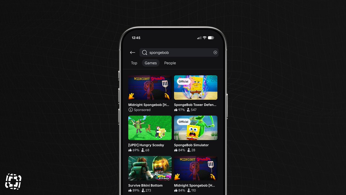 Blox_Feed's tweet photo. Roblox has added official labels to brand games when you search for them. https://t.co/89gY1IZJSb