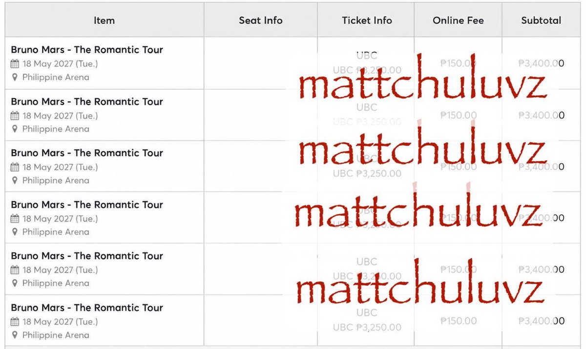 mattchuluvz's tweet photo. thank you for helping us secure our tickets  @dobinini 😭🎟️ 

SEE U NEXT YEAR, BRUNO MARS! 🌹
#dobinini_proofs https://t.co/lHLlwBRKVr