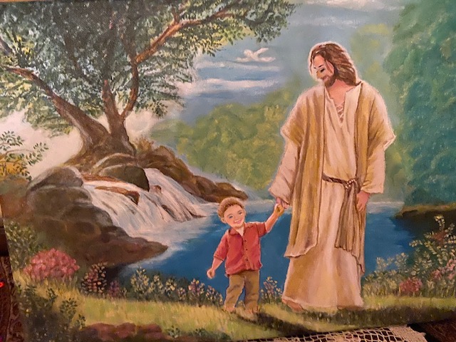 AMR_DJJCET's tweet photo. Jesus walking with my grandson - a tender moment inspired by a beloved vintage painting, re-imagined with love. https://t.co/x12DevND7y