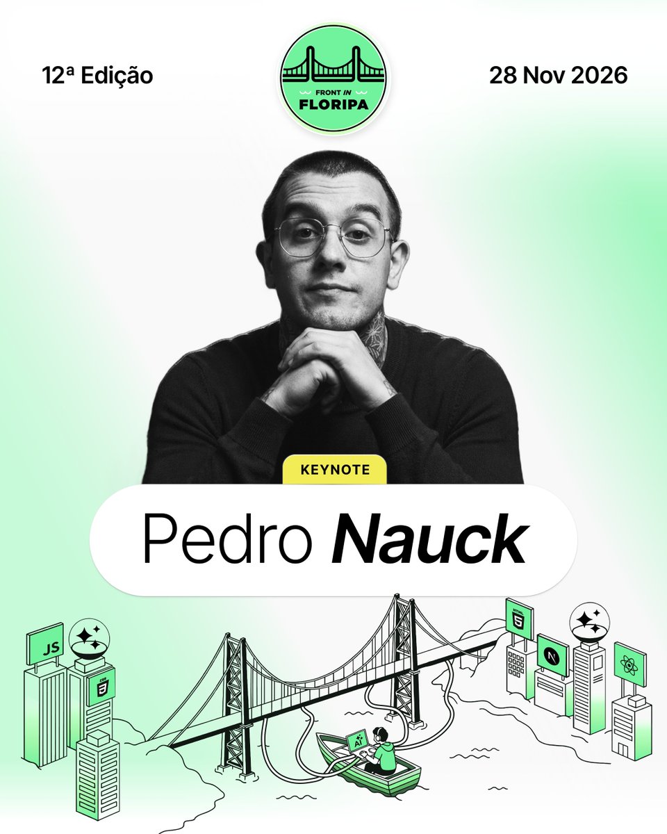 frontinfloripa's tweet photo. 🚀 PEDRO NAUCK CONFIRMADO!

Criador do @CompozyOS e com mais de 4.000 alunos treinados em Inteligência Artificial, @pedronauck está confirmadíssimo no Front in Floripa 2026 💚

Ainda não garantiu seu ingresso? Então correee 👇

➡️ https://t.co/aFGwwS3s9o https://t.co/JZkbHIjJPj