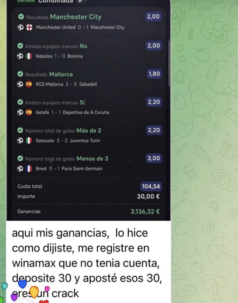 elprodelascombi's tweet photo. ✅✅✅CUOTA 100 ACERTADA AYER ✅✅✅

OTRA MÁS AL BOLSILLO 💰🔥

Ayer volvimos a demostrarlo: CUOTA 100 → VERDE ✅

Los que confiaron, multiplicaron.
Y esto no para… 👀💸

🔥 HOY VAMOS A POR OTRA. https://t.co/mT336DpXdt