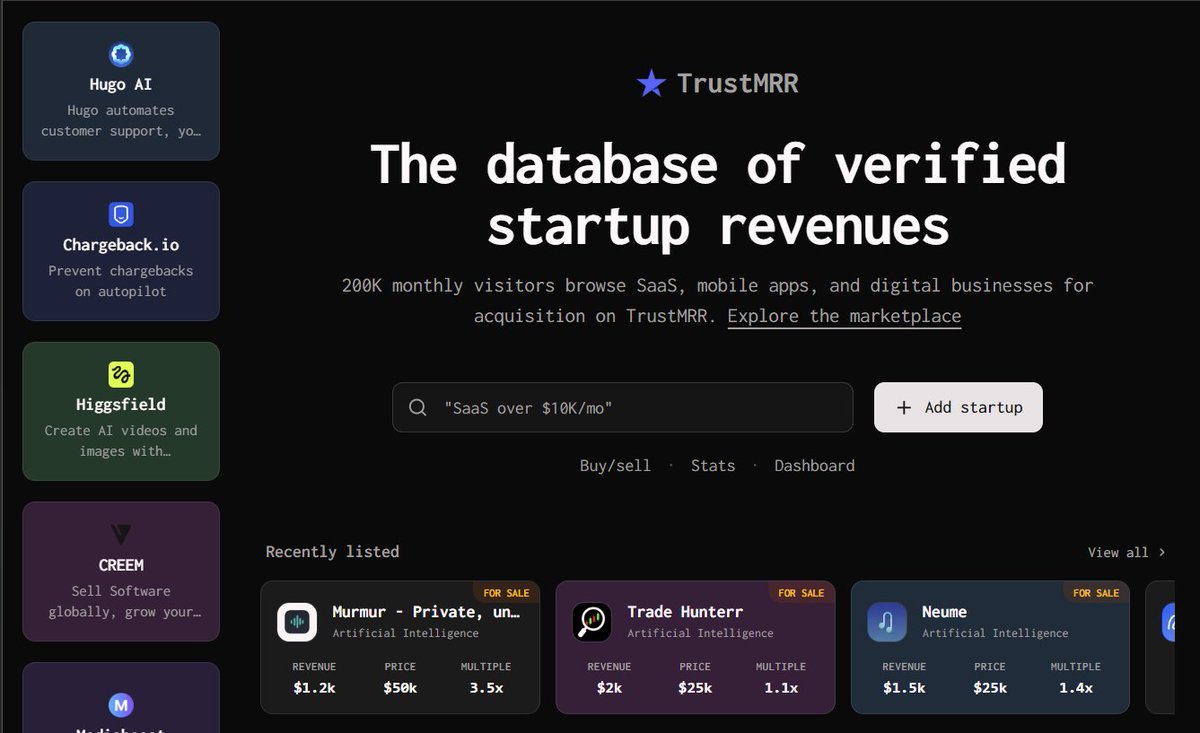 TechCareersX's tweet photo. Is Trust MRR the best side to see the successfull startups and learn from it? https://t.co/X9qHtXtqzS