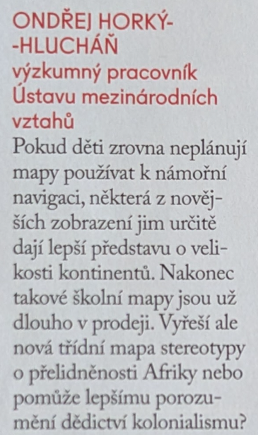 ondhorky's tweet photo. Díky @RESPEKT_CZ, že pro pravidelnou anketu vybral otázku, zda by se mělo ve školách používat zobrazení #EqualEarth, které věrněji zachycuje skutečnou velikost Afriky a pro které čerstvě v 🇺🇳hlasovalo i 🇨🇿. 👏 https://t.co/6DmZTwofXH