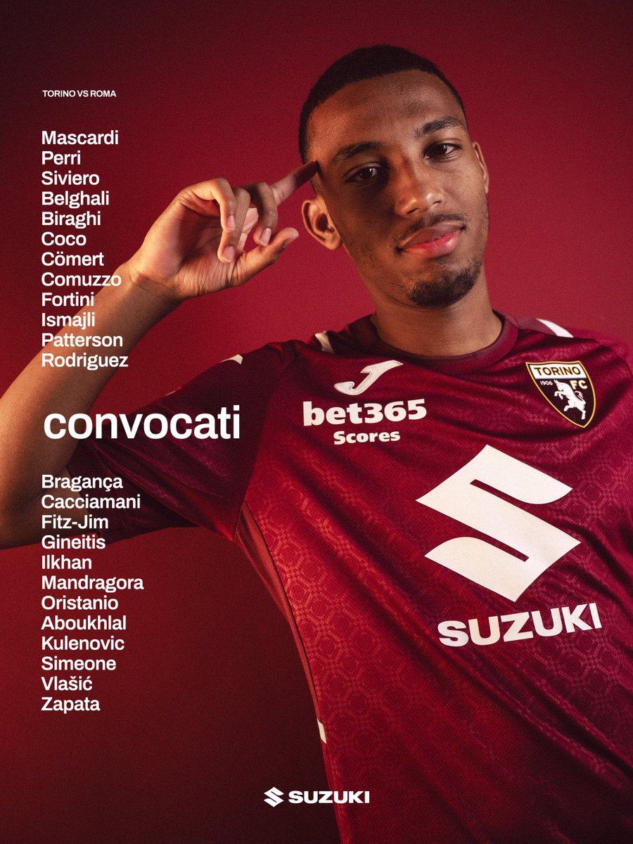 TorinoFC_1906's tweet photo. 2️⃣4️⃣ convocati da Mister Abate per #TorinoRoma 📁 https://t.co/uZRy90OZNd