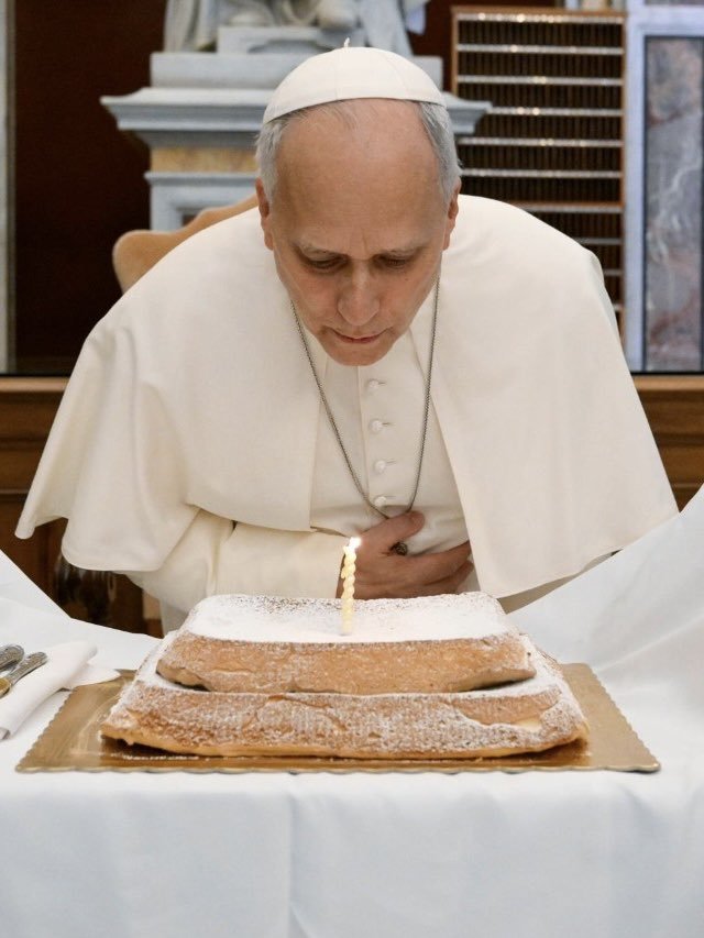 janey0406's tweet photo. Pope Leo received an angel cake from the Vatican employees ❤️🎉🎉 https://t.co/CjL0kTaJx2