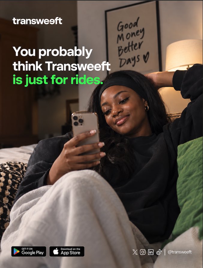 transweeft's tweet photo. You thought Transweeft was just for rides?

There’s more to your everyday money than getting from A to B.

#Transweeft #ScanPayRide #NigerianFintech #DigitalPayments https://t.co/Kk5RwboEvt