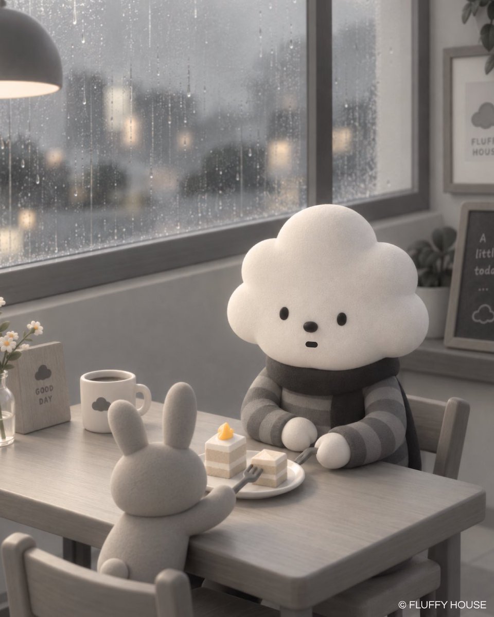FluffyHouseCS's tweet photo. Not every day needs to be colorful.
Sometimes, grey feels just right. 

#FluffyHouse #MrGrayCloud #GrayDays #MrWhiteCloudAndFriends #CozyMoments https://t.co/21czbYQ8vj