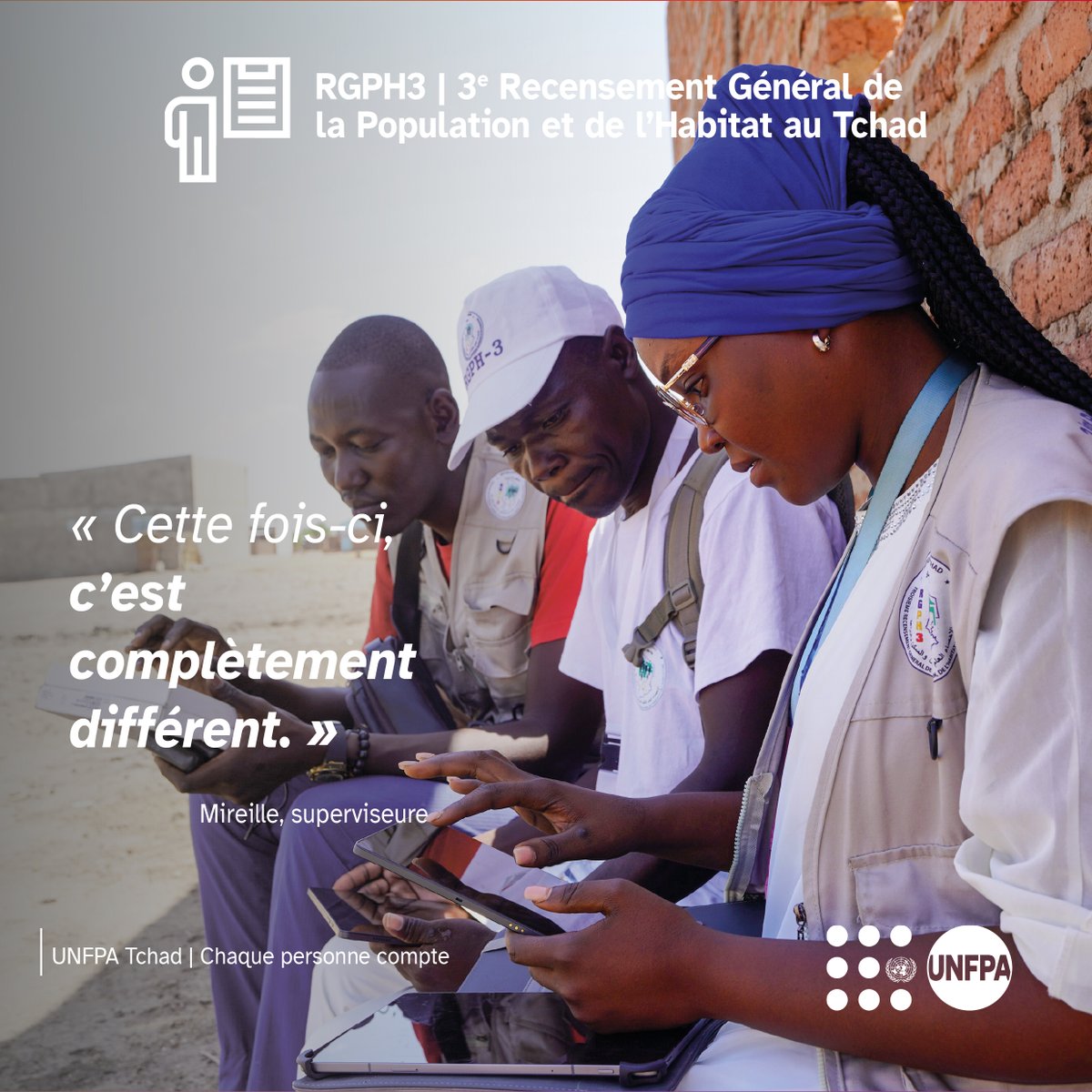 UNFPATCHAD's tweet photo. Avec ses tablettes et sa cartographie numérique, le RGPH3 modernise la collecte sur le terrain. Mireille, superviseure, témoigne d'une vraie transformation pour mieux planifier l'avenir du Tchad.
 En savoir plus 👉 🟠 https://t.co/NSH9zToFaw 🟠 https://t.co/87XxTWKVj5 https://t.co/6KSWeyleqf
