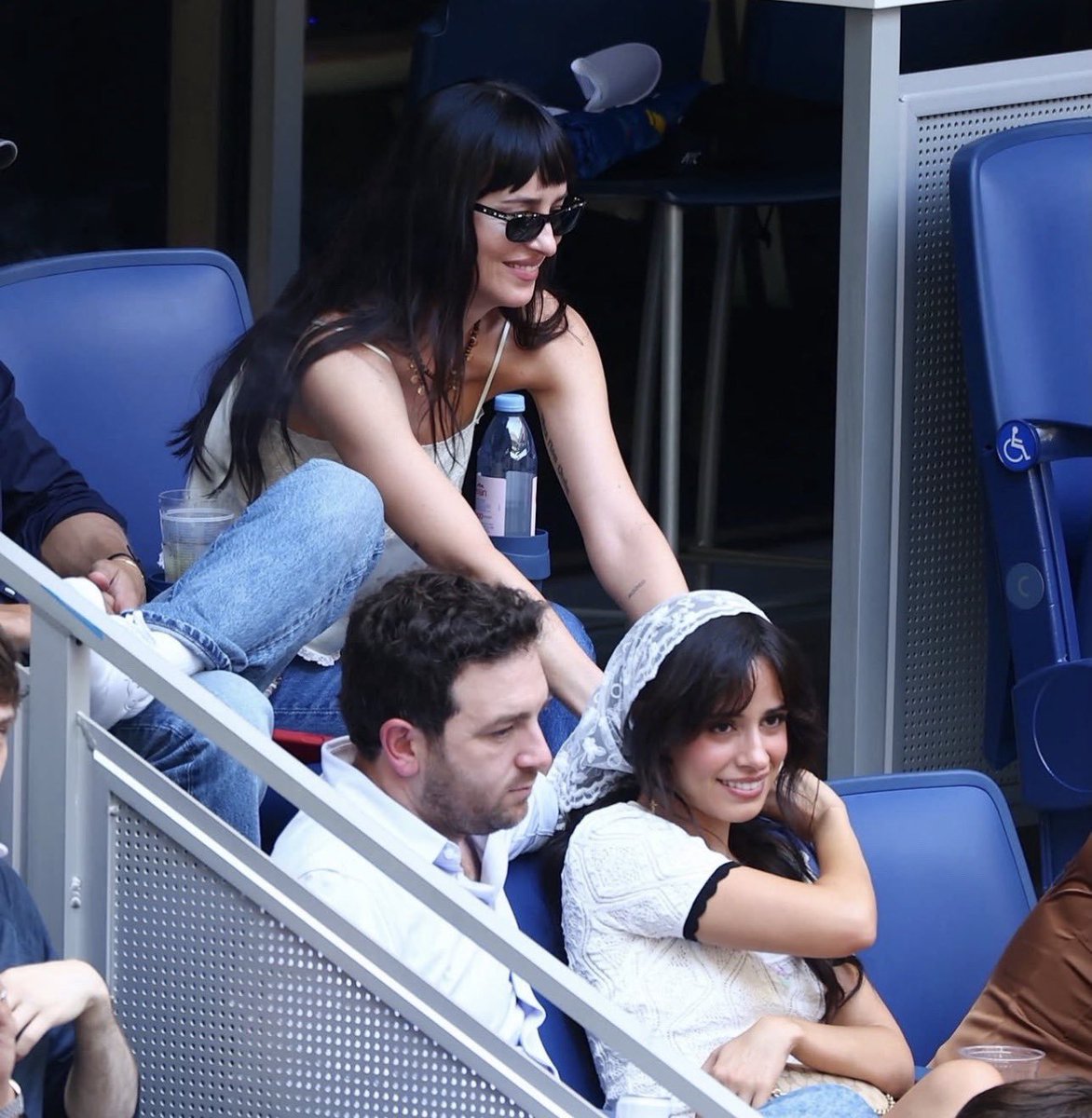 WWCamilaCabello's tweet photo. Camila Cabello and Dakota Johnson yesterday at the ATP US Open finals in New York. https://t.co/41a0UXoxtd