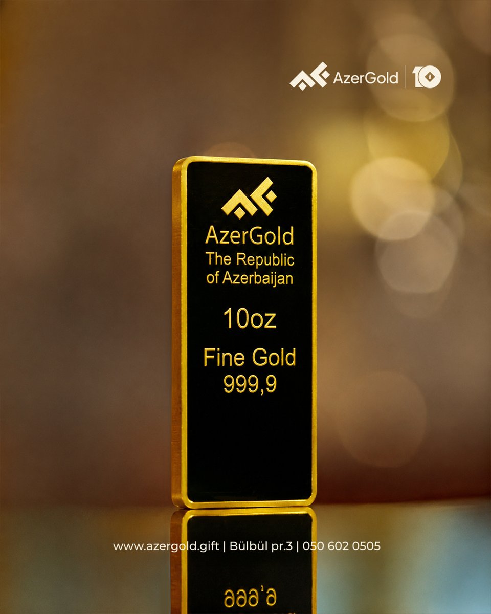 Azergoldgift's tweet photo. Qızıl sərmayənizi qurmağa bu gündən başlayın! Uzun vədədə yüksələn dəyəri ilə gəlirlərinizi artırın.

🌐 https://t.co/sf2hFbITn8
📍 Bülbül prospekti, 3
📞+994 50 602 05 05

#AzerGold #qızıl #Qızılkülçə #Hədiyyə #Yatırım #10oz #MadeInAzerbaijan https://t.co/DbYRBdrRvv