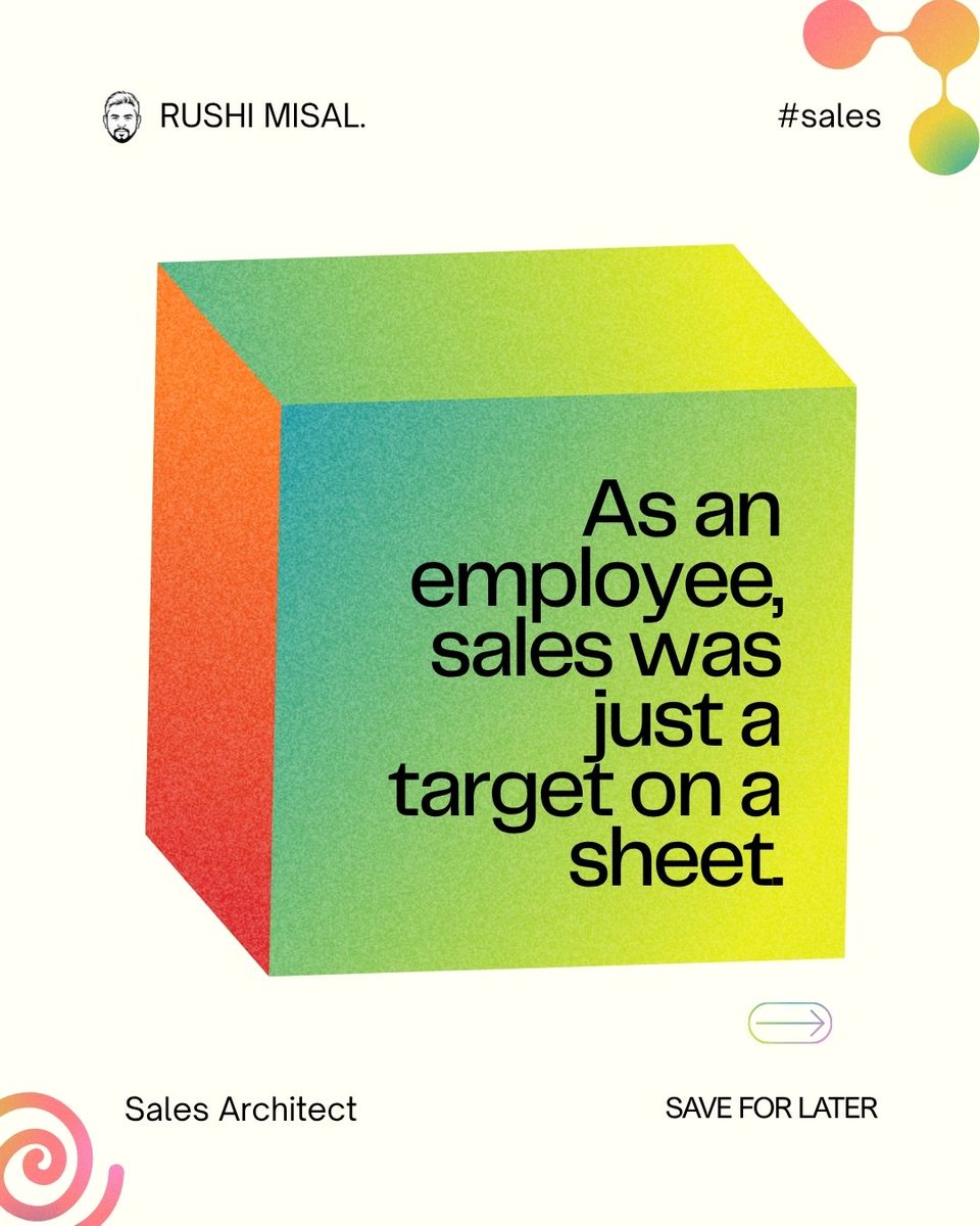 therushimisal's tweet photo. Targets feel different once they're not someone else's kpi anymore.

Sales stopped being a metric and became survival the day i became a founder. 

Comment FOUNDER   if you know this exact shift.

 #founderjourney #entrepreneurship #sales #startupindia #closureforce https://t.co/YWQ447Th01