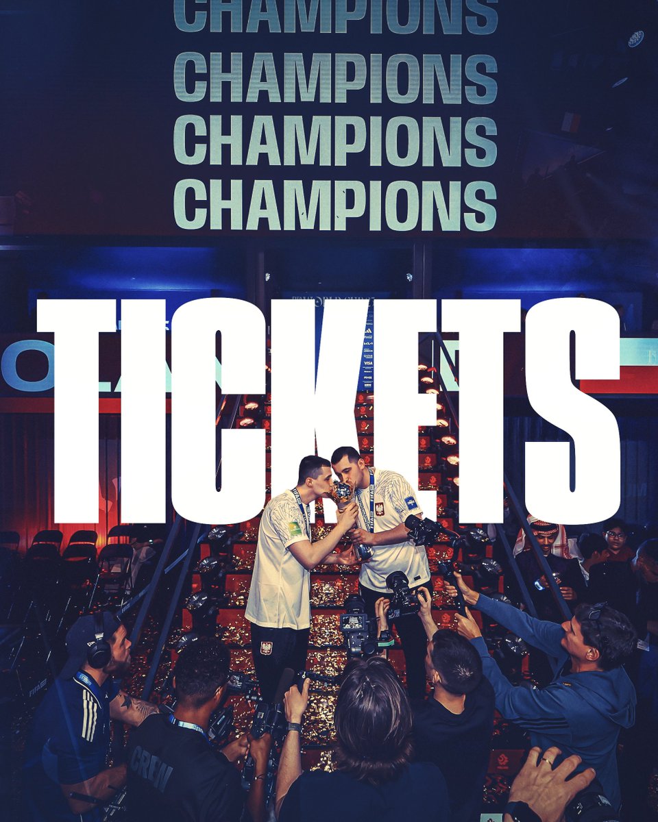 FIFAe's tweet photo. The general ticket sale for the #FIFAeFinals is now open! 🔥🎟️

Get your ticket now and be part of the spectacular Champions Weekend from 23 to 25 October in Jeddah. The stage where the journey of over 120 nations ends and three World Champions are crowned 🏆

Find link to buy tickets in our bio! 🔗

#GloryAwaits
