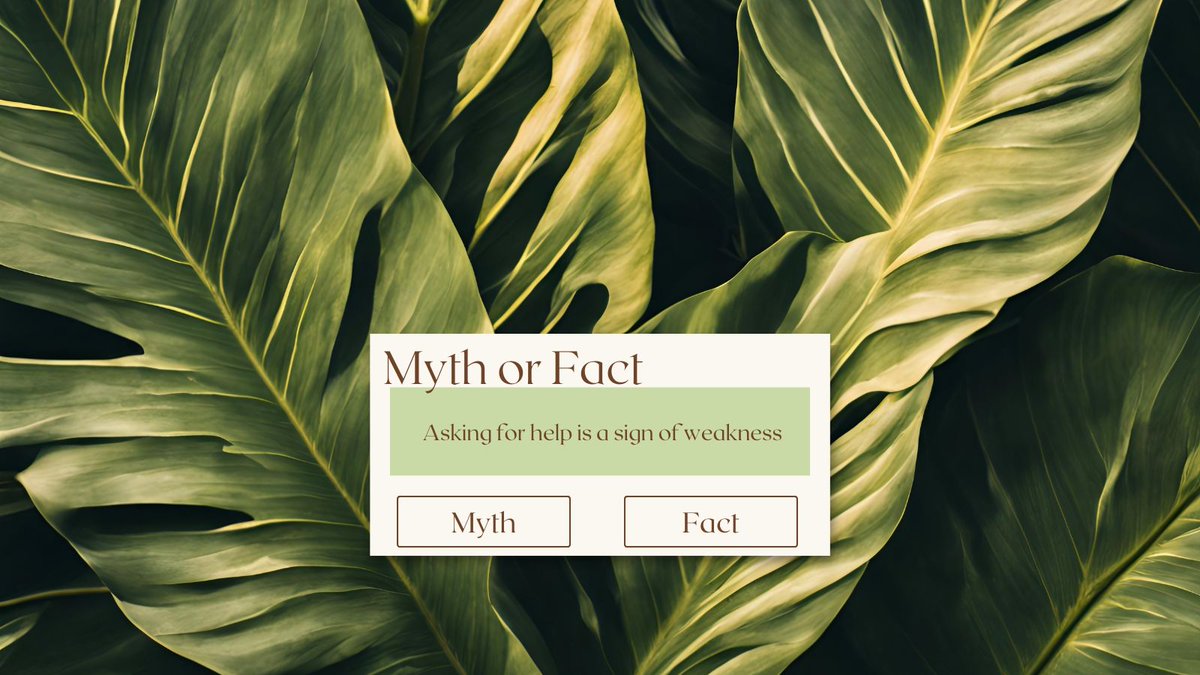 Therapy_MNandWI's tweet photo. Myth: Asking for help is a sign of weakness.

Fact: Reaching out for support takes courage and can be an important step toward improving your mental health. 

Asking for help is a strength, not a weakness.

#MythMonday #MentalHealthMatters #AskingForHelp https://t.co/BiQFG9RzvS