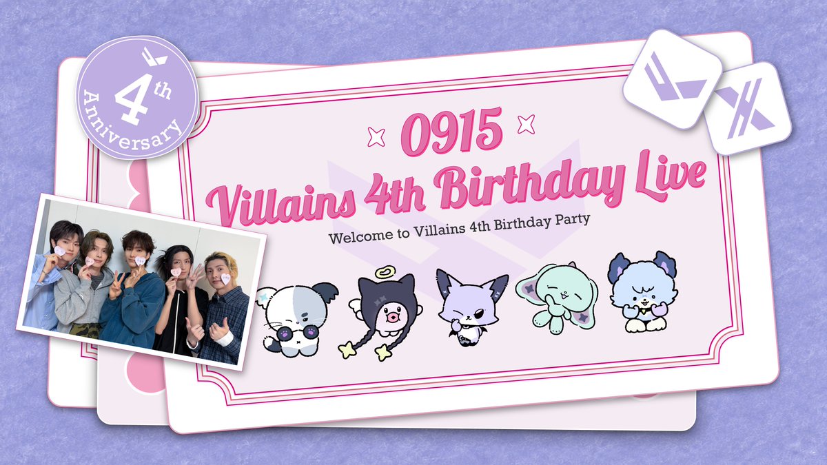 XH_official's tweet photo. 𝐖𝐞𝐥𝐜𝐨𝐦𝐞 𝐭𝐨 𝐕𝐢𝐥𝐥𝐚𝐢𝐧𝐬 𝟒𝐭𝐡 𝐁𝐢𝐫𝐭𝐡𝐝𝐚𝐲 𝐏𝐚𝐫𝐭𝐲 🎂

Villains만을 위해 준비한 특별한 선물 🎁
내일 라이브에서 함께 열어봐요 👾

* 당일 멤버 주연은 건강상의 이유로 부득이하게 라이브에 불참하게 된 점 안내드립니다, 팬 여러분의 너른 양해 부탁드립니다.

🕗 26.09.15 (TUE) 8PM (KST)

#XdinaryHeroes #엑스디너리히어로즈
#WE_ARE_ALL_HEROES
#Villains #빌런즈