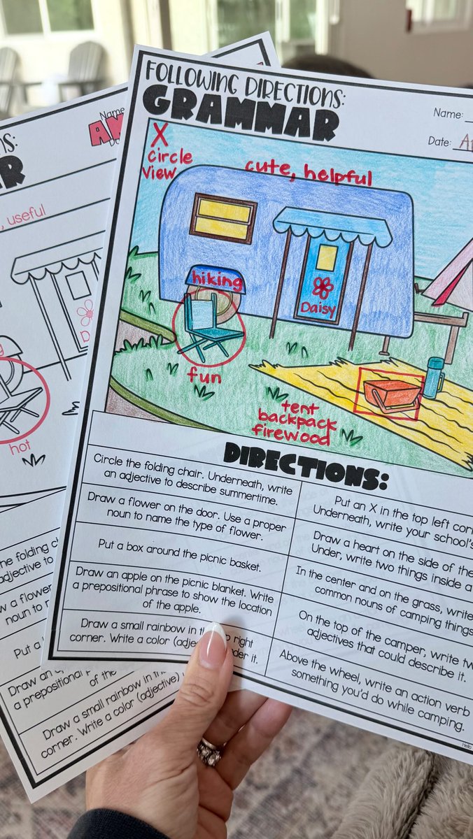 AsaGadsdengs's tweet photo. FOLLOWING DIRECTIONS *WITH* LANGUAGE SKILLS
My kids always LOVE these and it’s a valuable insight into their application of grammar and language learning. You can use these in small groups, with a reading partner, or as an early finisher activity. https://t.co/PVfFIgfTDJ